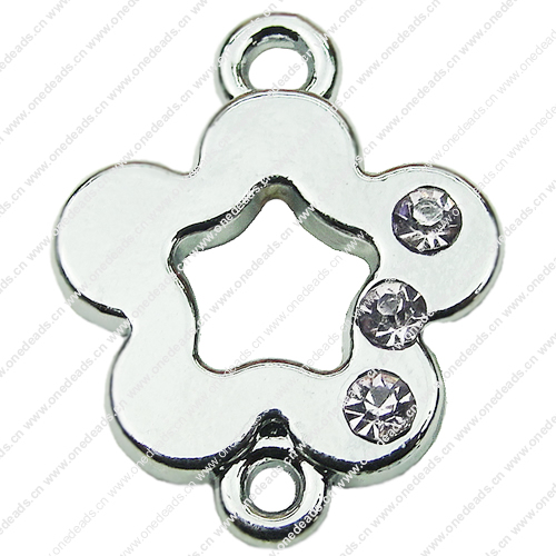 Crystal Zinc alloy Connector, Fashion jewelry findings, Many colors for choice, Flower 19x24mm, Sold By PC