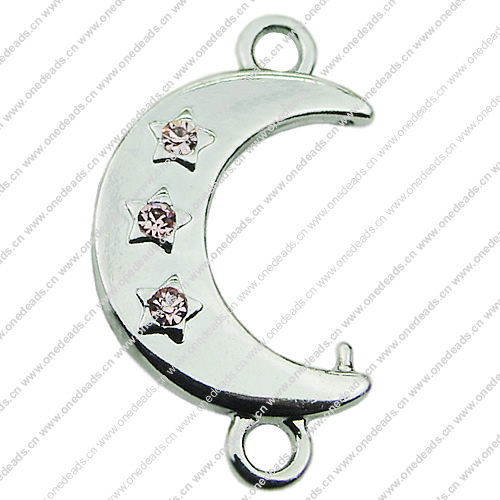 Crystal Zinc alloy Connector, Fashion jewelry findings, Many colors for choice, moon 16x30mm, Sold By PC