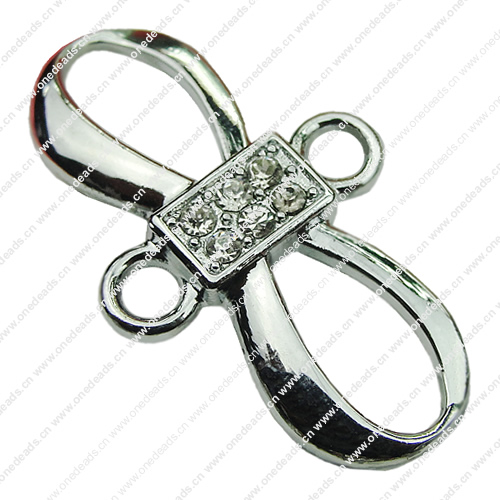 Crystal Zinc alloy Connector, Fashion jewelry findings, Many colors for choice, Bowknot 16x29mm, Sold By PC