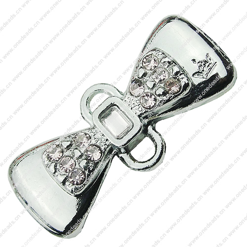 Crystal Zinc alloy Connector, Fashion jewelry findings, Many colors for choice, Bowknot 16x29mm, Sold By PC