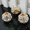 26mm Fashion Crystal European Pendant Metal Gold Plated Round Rhinestone Loose Beads For Necklace Bracelet DIY Jewelry Accessories 