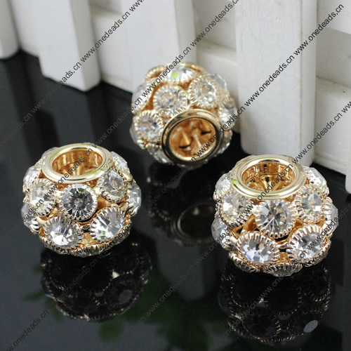 26mm Fashion Crystal European Pendant Metal Gold Plated Round Rhinestone Loose Beads For Necklace Bracelet DIY Jewelry Accessories 
