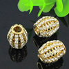 20x17mm Fashion Crystal European Bead Metal Gold Plated Oval Rhinestone Loose Beads For Necklace Bracelet DIY Jewelry Accessories 
