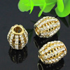 20x17mm Fashion Crystal European Bead Metal Gold Plated Oval Rhinestone Loose Beads For Necklace Bracelet DIY Jewelry Accessories 