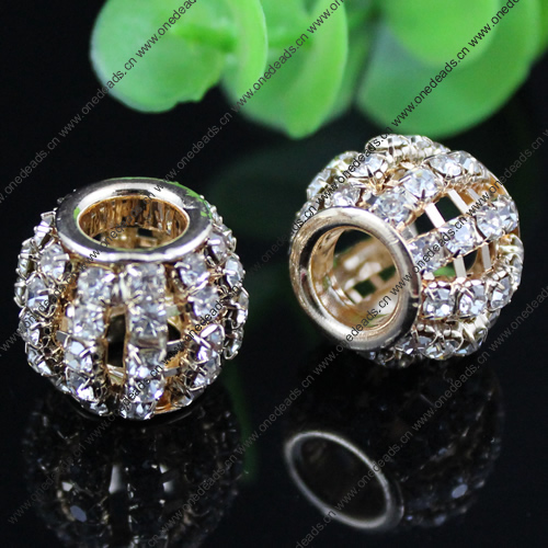 20x16mm Fashion Crystal European Bead Metal Gold Plated Round Rhinestone Loose Beads For Necklace Bracelet DIY Jewelry Accessories