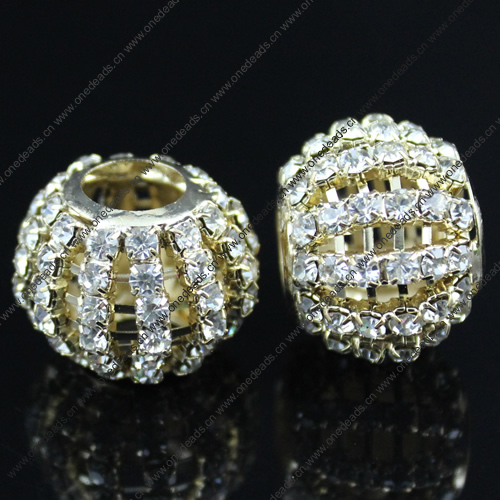 24x19mm Crystal European Bead Metal Gold Plated Round Rhinestone Loose Beads For Necklace Bracelet DIY Jewelry Accessories