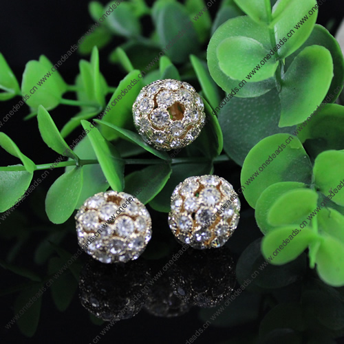 18x16mm Fashion Crystal Bead Metal Gold Plated Round Rhinestone Loose Beads For Necklace Bracelet DIY Jewelry Accessories 