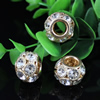 19x14mm Crystal European Bead Metal Gold Plated Round Rhinestone Loose Beads For Necklace Bracelet DIY Jewelry Accessories 