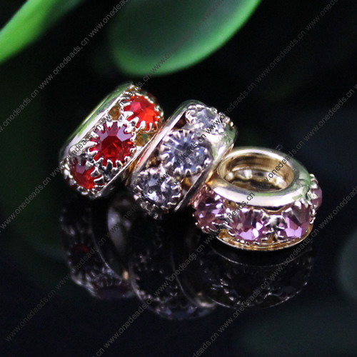 10x6mm Fashion Crystal European Bead Metal Gold Plated Rhinestone Loose Beads For Necklace Bracelet DIY Jewelry Accessories