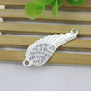 Metal Alloy Wing Connector Silver Plated with Rhinestone For Necklace Bracelet DIY Jewelry Accessories