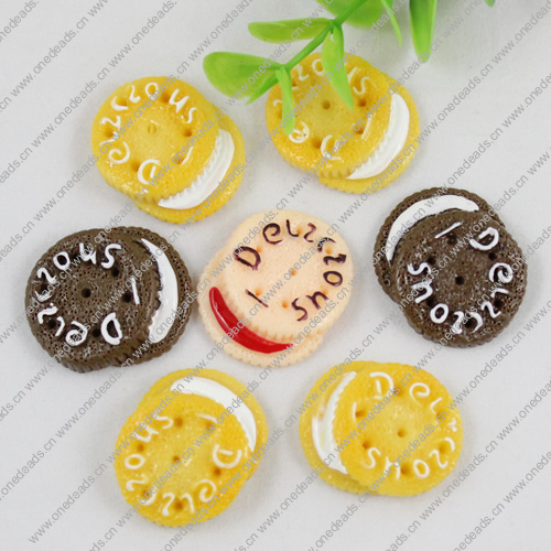 Flat Back Resin Cookies Cabochons Jewelry Fit Mobile Phone Hairpin Headwear Yearning DIY Accessories 28x23mm 