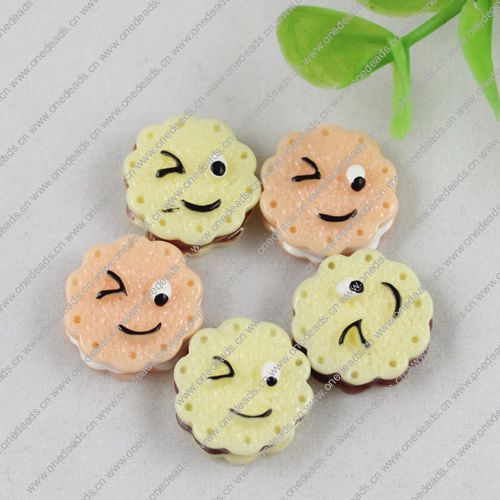 Back Resin Cute Cookies Cabochons Jewelry Fit Mobile Phone Hairpin Headwear Yearning DIY Accessories 15mm