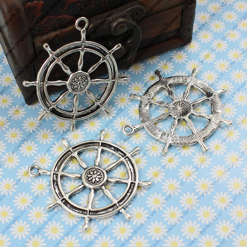 Pendant. Fashion Zinc Alloy jewelry findings. Wheel  53x49mm. Sold by KG