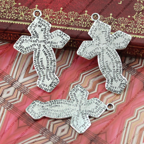 Pendant. Fashion Zinc Alloy jewelry findings. Cross 51x34mm. Sold by KG