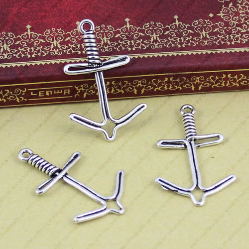 Pendant. Fashion Zinc Alloy jewelry findings. Anchor 38x24.5mm. Sold by KG