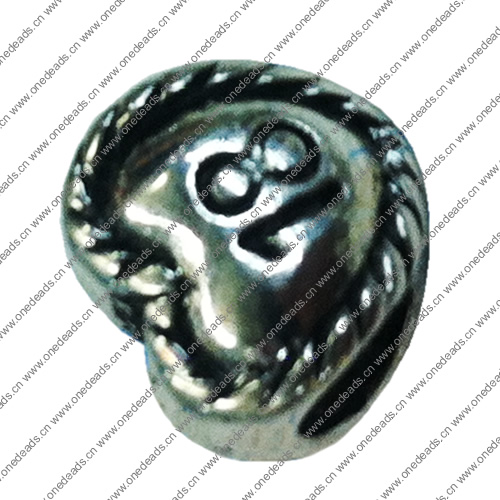 Europenan style Beads. Fashion jewelry findings. Heart 10x10mm, Hole size:5mm. Sold by Bag 