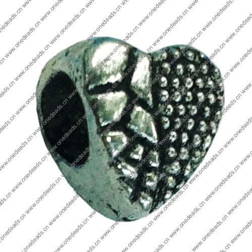 Europenan style Beads. Fashion jewelry findings. Heart 9x9mm, Hole size:5mm. Sold by Bag 