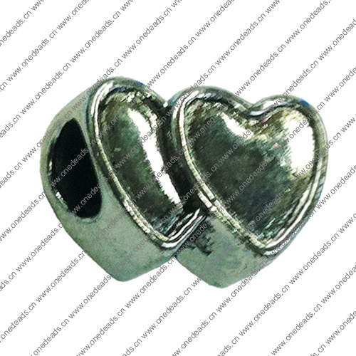 Europenan style Beads. Fashion jewelry findings. Heart 14x10mm, Hole size:5mm. Sold by Bag 