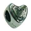 Europenan style Beads. Fashion jewelry findings. Heart 9x9mm, Hole size:5mm. Sold by Bag 
