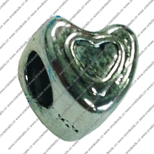 Europenan style Beads. Fashion jewelry findings. Heart 9x9mm, Hole size:5mm. Sold by Bag 