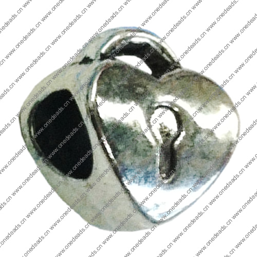 Europenan style Beads. Fashion jewelry findings. Heart 11x10mm, Hole size:5mm. Sold by Bag 