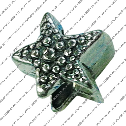 Europenan style Beads. Fashion jewelry findings. Star 10x10mm, Hole size:4mm. Sold by Bag 