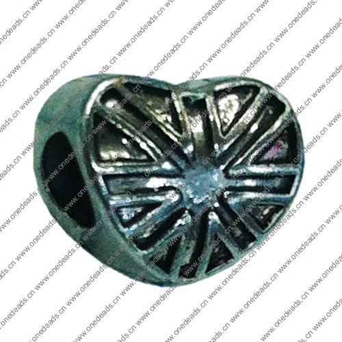 Europenan style Beads. Fashion jewelry findings. Heart 10x12mm, Hole size:4.5mm. Sold by Bag 