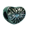 Europenan style Beads. Fashion jewelry findings. Heart 10x12mm, Hole size:4.5mm. Sold by Bag 
