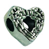 Europenan style Beads. Fashion jewelry findings. Heart 15x15mm, Hole size:4mm. Sold by Bag 
