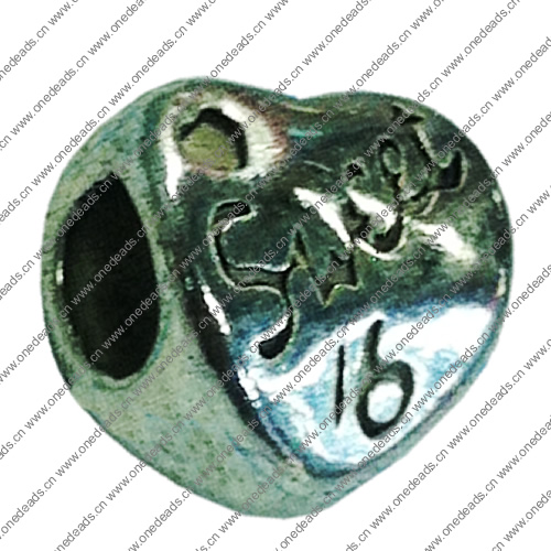 Europenan style Beads. Fashion jewelry findings. Heart 11x10mm, Hole size:4mm. Sold by Bag 