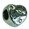 Europenan style Beads. Fashion jewelry findings. Heart 11x10mm, Hole size:4mm. Sold by Bag 

