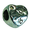 Europenan style Beads. Fashion jewelry findings. Heart 11x10mm, Hole size:4mm. Sold by Bag 