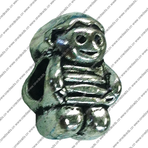 Europenan style Beads. Fashion jewelry findings. People 14.5x9.5mm, Hole size:5mm. Sold by Bag 