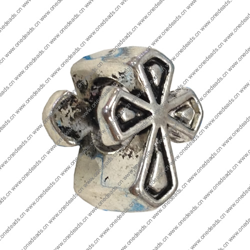 Europenan style Beads. Fashion jewelry findings. Cross 9x12mm, Hole size:3mm. Sold by Bag 