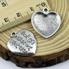Pendant. Fashion Zinc Alloy Jewelry Findings. Heart 22x24.5mm. Sold by KG
