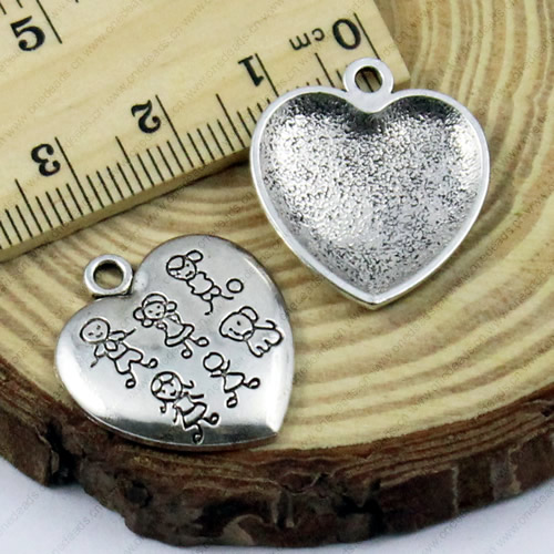 Pendant. Fashion Zinc Alloy Jewelry Findings. Heart 22x24.5mm. Sold by KG