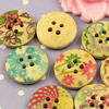 Wooden Button/Beads, Fashion DIY-accessories Mixed color Mixed Pattern, Flat Round 18x18mm,  Sold by Bag

