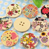 Wooden Button/Beads, Fashion DIY-accessories Mixed color Mixed Pattern,Flat Round 25x25mm,  Sold by Bag