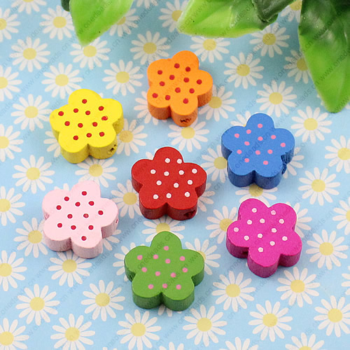 Wooden Beads, Fashion DIY-accessories for Bracelet/Necklace Mixed color Flower 20x20mm, Sold by bag