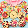 Wooden Button/Beads, Fashion DIY-accessories Mixed color Mixed Pattern Flat Round, 15x15mm,  Sold by Bag