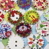 Wooden Button/Beads, Fashion DIY-accessories Mixed color Mixed Pattern, Flat Round 24x24mm,  Sold by Bag