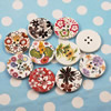 Wooden Button/Beads, Fashion DIY-accessories Mixed color Mixed Pattern, Flat Round 30x30mm,  Sold by Bag