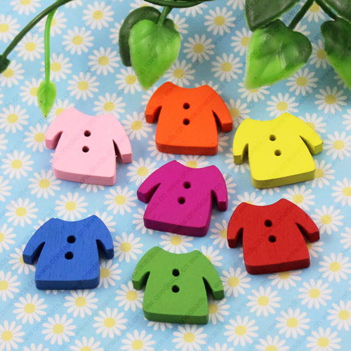 Wooden Button/Beads, Fashion DIY-accessories Mixed color ,clothes 19x23mm,  Sold by Bag