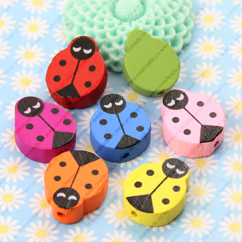 Wooden Button/Beads, Fashion DIY-accessories Mixed color ,Animal 19x15mm,  Sold by Bag