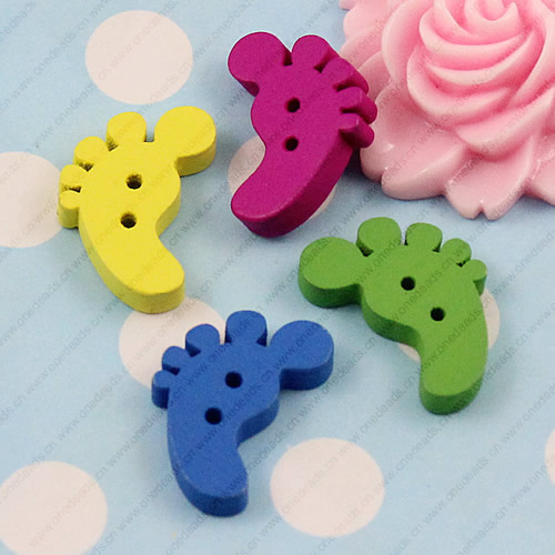 Wooden Button/Beads, Fashion DIY-accessories Mixed color ,Foot 21x25mm,  Sold by Bag