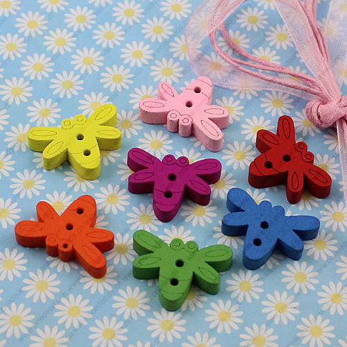 Wooden Button/Beads, Fashion DIY-accessories Mixed color Animal, 23x17mm,  Sold by Bag