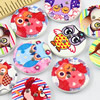 Wooden Button/Beads, Fashion DIY-accessories Mixed color  Mixed Pattern Flat Round, 20x20mm, Sold by Bag