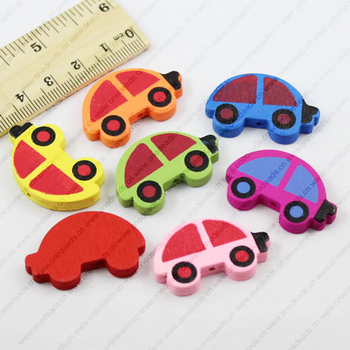Wooden Beads, Fashion DIY-accessories for Bracelet/Necklace Mixed color Car 35x22mm, Sold by bag