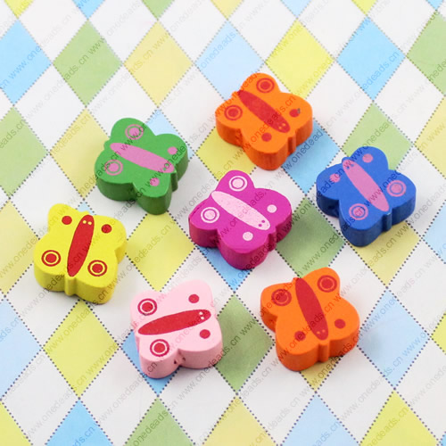 Wooden Beads, Fashion DIY-accessories for Bracelet/Necklace Mixed color Animal 15x15mm, Sold by bag