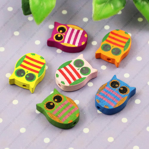 Wooden Beads, Fashion DIY-accessories for Bracelet/Necklace Mixed color Animal 18x14mm, Sold by bag